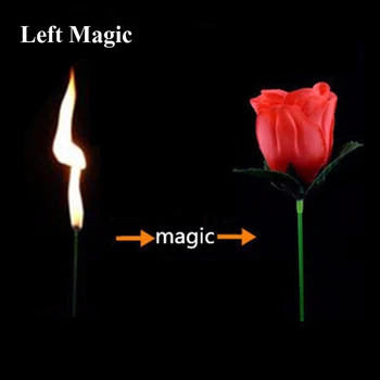 1ШТ Факел К цветку-Факел к розе-Огненный Магический трюк С пламенем, Появляющимся Цветком, Профессиональный реквизит для иллюзий в баре фокусника G8156
