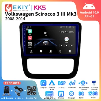 EKIY KK5 Android 10 Автомобильный Радиоприемник Для Volkswagen Scirocco 3 III Mk3 2008-2014 2 Din QLED Мультимедийный Видеоплеер Auto Carplay Стерео