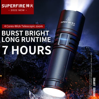 SUPERFIRE GTS9 XHP90 36 Вт Ультра Яркий Фонарик С задним фонарем USB-C Перезаряжаемый фонарь для самообороны кемпинг Lanterna