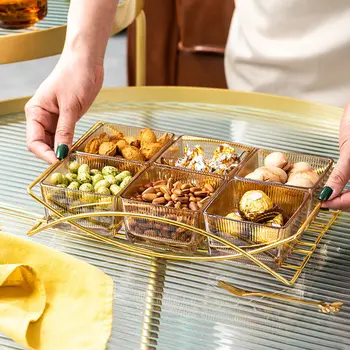 Коммерческий гостиничный бытовой поднос для закусок High sense Nordic glass поднос для сухофруктов Бытовая разделенная тарелка поднос для десертов, орехов и конфет