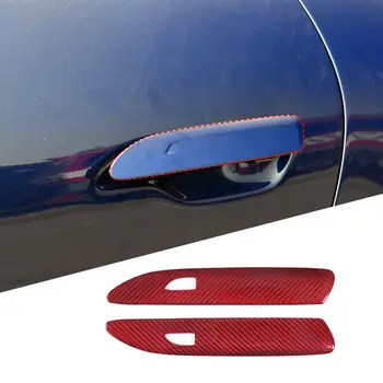 Красная Накладка на наружную дверь Handel из настоящего Углеродного волокна для Porsche 911 992 2019-2022
