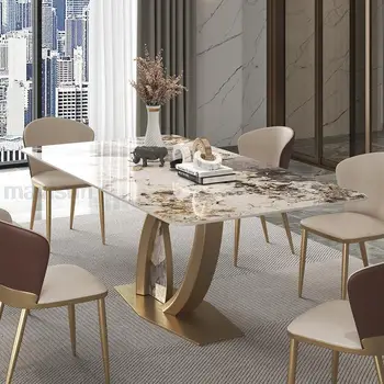 Кухонный остров, мраморный прямоугольный стол, обеденный набор на заказ, 4 стула, роскошный дизайн бытовой мебели для современной виллы высокого класса