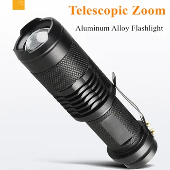 Мощный светодиодный фонарик XPE из алюминиевого сплава с телескопической фокусировкой, Перезаряжаемый Зум, Мини-Водонепроницаемая Портативная наружная вспышка
