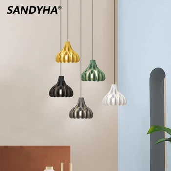 Подвесной светильник SANDYHA, Скандинавская Современная Простая светодиодная лампа Macaron, Креативная прикроватная люстра для спальни, обеденный стол, домашний декор